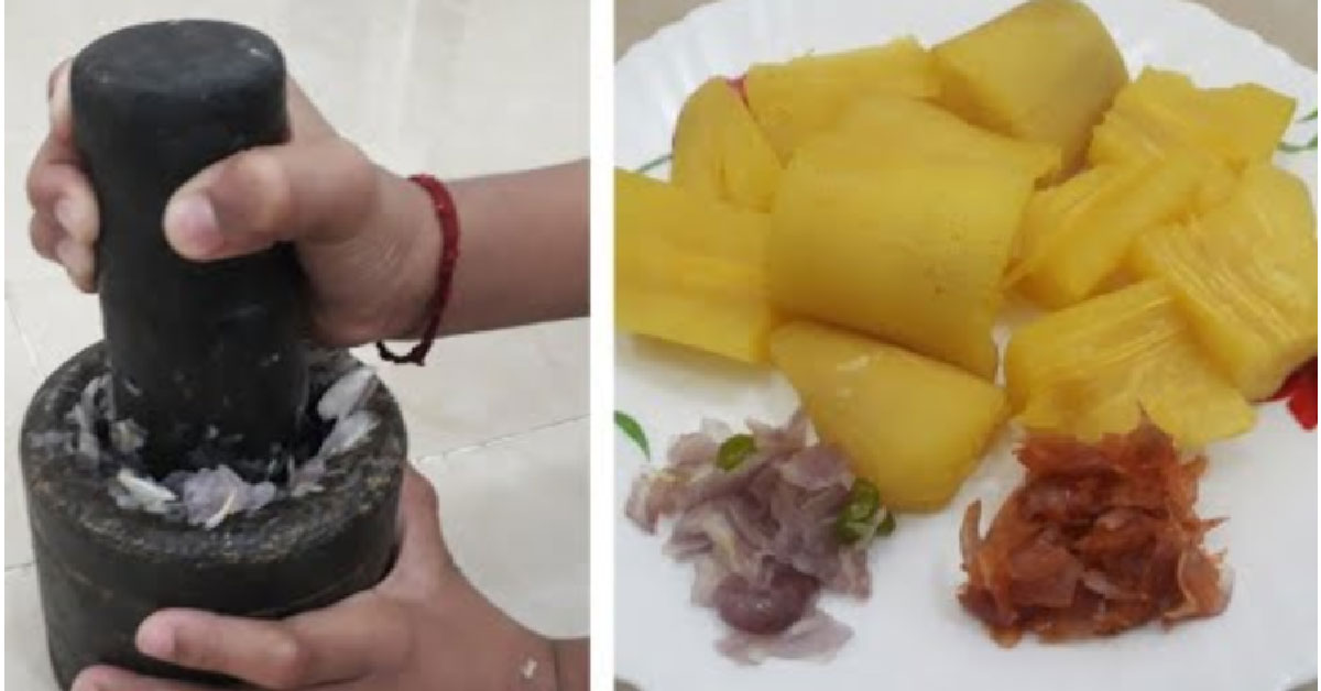 ഉള്ളി ചമ്മന്തിയും നാടൻ കപ്പ പുഴുങ്ങിയതും