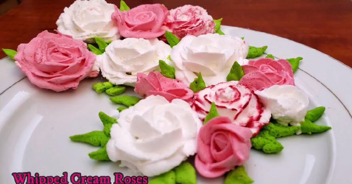 Whipped cream roses