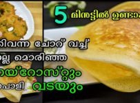 അരിയും ഉഴുന്നും കുതിർക്കേണ്ട,പുളിക്കാൻ വയ്‌ക്കേണ്ട,5മിനുട്ടിൽ ചോറ് കൊണ്ട് നെയ്‌റോസ്റ്റും,വടയും റെഡി