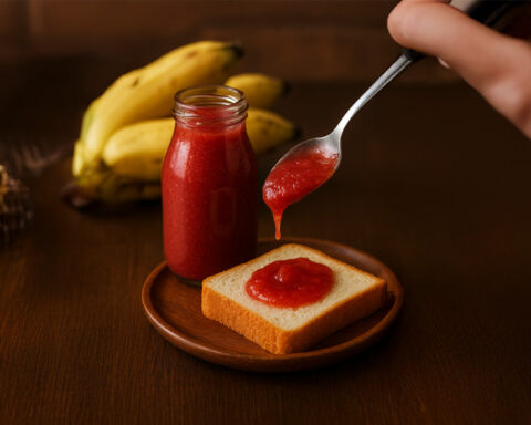 വീട്ടിൽ ഉണ്ടാക്കിയ പഴം ജാം – പഴവും ബ്രെഡും കൂടെ